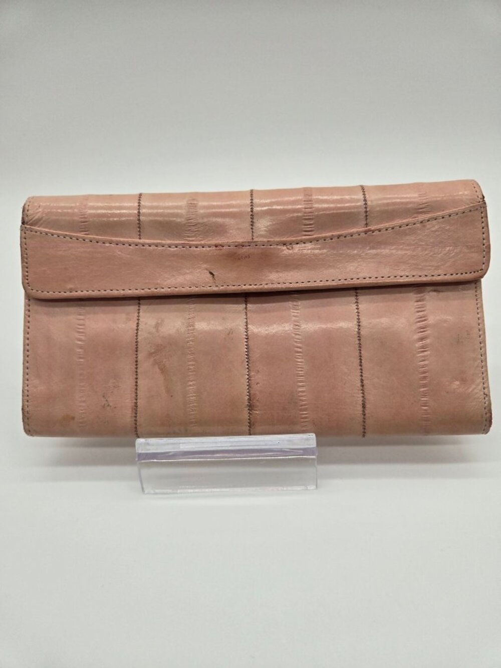 Vintage Pink Genuine Eelskin Phone Wallet Clutch Organizer Envelope Wallet